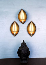 Load image into Gallery viewer, Hosley Decorative Eye Shaped Iron Wall Sconce with Tealight Set Of 3 (14 cm x 9.5 cm x 25.5 cm, Gold) - Home Decor Lo