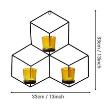 Load image into Gallery viewer, TIED RIBBONS Wall Hanging Tealight Candle Holder with Yellow Glass Votives for Home Décor - Wall Sconce for Diwali Decoration Item - Home Decor Lo