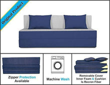 Load image into Gallery viewer, Adorn india Easy Three Seater Sofa Cum Bed (2 Years Warrenty Quality Foam)-Perfect for Seat &amp; Sleep Washeble Polyster Fabric Cover (Blue &amp; Grey) 6&#39;x6&#39;.Pillows Free - Home Decor Lo