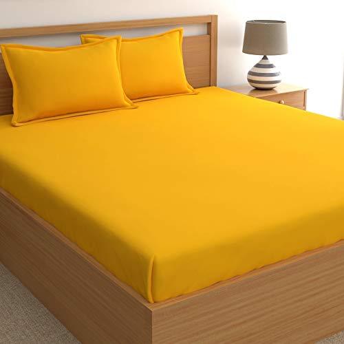 Home Ecstasy 100% Cotton Plain bedsheets for Double Bed Cotton, 150tc Gold Solid bedsheets for Double Bed (7.3ft x 7.7ft) - Home Decor Lo
