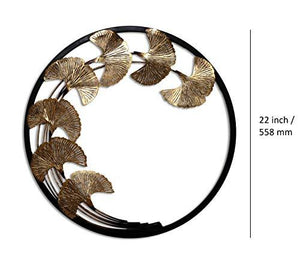 Craftter Copper Leaves in Round Frame Metal Wall Art, Decorative Wall Sculpture Handing Home Décor - Home Decor Lo