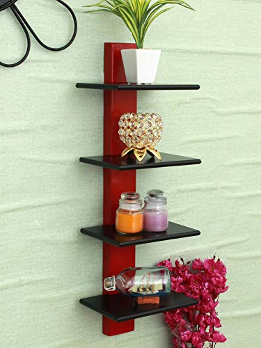 Excellent Wooden Wall Rack Four Shelves Rack (5 * 8 * 24) inches Floating Wall Rack Shelves Home Decoration - Home Decor Lo