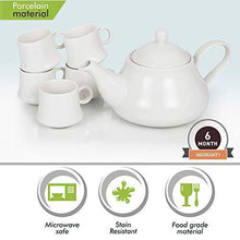 Load image into Gallery viewer, Urban Snackers Porcelain Tea Pot Tea Kettle with 5 Cups and Wooden Serving Tray 28.5 for Drinking Tea - Home Decor Lo
