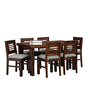 KendalWood Furniture  Sheesham Wood Dining Table(57 * 35) with 6 Chairs | 6 Seater Dining Set | Wooden Dining Table with Chair - Dining Room Furniture (Provincial Teak Finish with Cushion) - Home Decor Lo