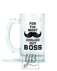 YuBingo Designer Frosted Glass Beer Mug (Most Chilled Out Boss) - Home Decor Lo