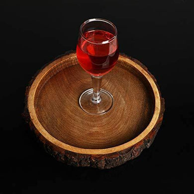 ADA Handicraft Round Sheesham Pakka Wood Handmade & Handcrafted Wooden Serving Tray (26 x 26 x 3.5 cm) Multipurpose Wooden Tray/Serving Platter Trays/Home Décor/Gift Items Handcrafted - Home Decor Lo