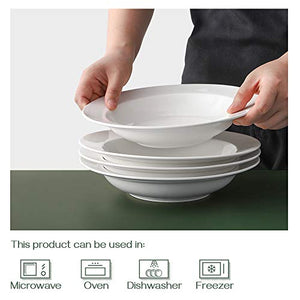 DOWAN Porcelain Bowls, Wide Rim Bowl Set, Salad, Pasta, Soup Bowls, 9.5 inches, Set of 4,White - Home Decor Lo
