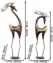 Load image into Gallery viewer, Lamcy Plaza Decorative Metal Idols of Deer for Home and Office |Home Decor|Showpiece|Decorative Showpiece| Deer statue for home décor SIZE (Small L10 X W6 X H36 &amp; Small L8 X W6 X H32 Inches), Set of 2 - Home Decor Lo