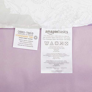AmazonBasics Easy-Wash Microfiber Kid's Bed-in-a-Bag Bedding Set - Full or Queen, Purple Unicorns - with 4 pillow covers - Home Decor Lo