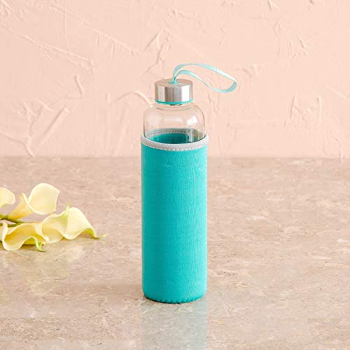 Home Centre Favola-Cyprus Water Bottle with Pouch - 600 ml - Blue - Home Decor Lo