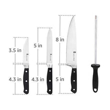 Load image into Gallery viewer, Amazon Brand - Solimo Premium High-Carbon Stainless Steel Kitchen Knife Set, 4-Pieces (with Sharpener), Silver - Home Decor Lo