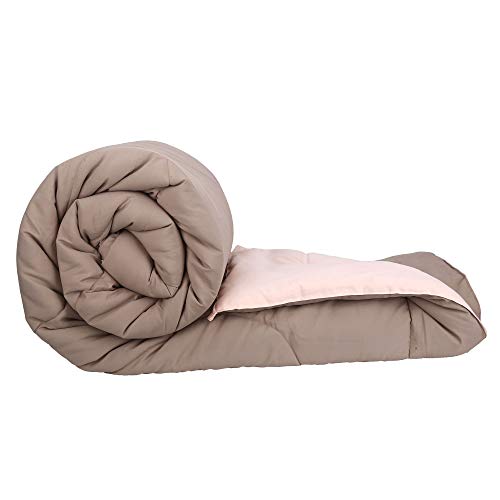 Clasiko Reversible Single Bed Big Comforter/Warm for Winters; Color - Tempting Taupe & Pretty Peach; Fabric - Micro Cotton; 300 GSM; Size - 150x230 Cms; Color Fastness Guarantee - Home Decor Lo