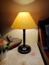Load image into Gallery viewer, M2 Look Yellow Conical Shade and Beautiful Designig Black Metal Base Table Lamp for Bedroom and Drawing Room Table Lamps (Yellow) - Home Decor Lo