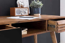 Load image into Gallery viewer, G Fine Furniture Wooden Writing Study Desk for Room Table for Adults | Study Table for Home and Office | Sheesham Wood, Brown &amp; Black - Home Decor Lo