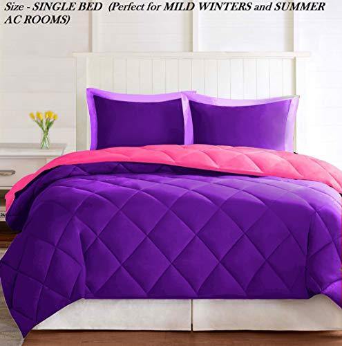 Omoroze Reversible Single Bed Quilt Comforter Blanket -Purple Pink(Soft Microfiber) - Home Decor Lo