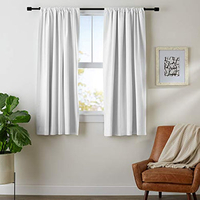 AmazonBasics Room Darkening Blackout Window Curtains (Pack of 2) with Tie Backs - 245 GSM - (5.25 ft) - White - Home Decor Lo