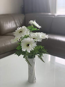 Fourwalls Beautiful Decorative Artificial Garabara Flower Bunches for Home decor (48 cm Tall, 10 Heads, White) - Home Decor Lo