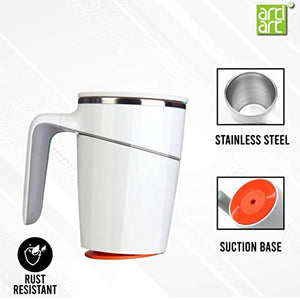 ARTIART Grace Stainless Steel Spill Proof Suction Mug with Flip Top Lid | Patented Design & Suction Technology (Taiwan) | Insulated, Hot & Cold for Tea, Coffee (470 ML - White ) - Home Decor Lo