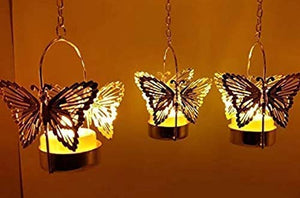 Urban Wings Creatives Hanging Buterfly T-Light Candle Holders Diwali Diya Brass Tealight Holder (Multicolor, Pack of 2) - Home Decor Lo