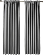 Load image into Gallery viewer, AmazonBasics Room Darkening Blackout Curtain Set of 2 with Tie Backs - 245 GSM - (7 Feet - Door) 52&quot; x 84&quot;, Dark Grey - Home Decor Lo