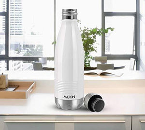 Milton Duo DLX 1000 Thermosteel 24 Hours Hot and Cold Water Bottle, 1 Litre, White - Home Decor Lo