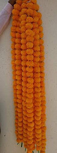 DECORATION CRAFT Pack of 5 Pcs. of Artificial Light Orange Marigold Flower Garlands 5 Feet Long, for Parties, Weddings, Theme Decorations, Home Decoration, Photo Prop, Diwali, Festival - Home Decor Lo