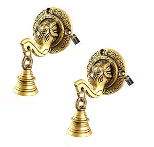 Two Moustaches Elephant Face Wall & Door Brass Decorative Bell Pair (Pack of 2) - Home Decor Lo