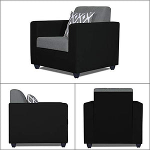 Adorn India Rio Highback 3-1-1 5 Seater Sofa Set (Black & Grey) - Home Decor Lo