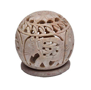 Soapstone Dhoop Batti Ethnic Marble Stand Cum lobhan Box Duggal dhoop sambrani Cup Holder Stand/Candle Stand/Tea Light Holder - Home Decor Lo