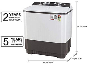 LG 9 kg 5 Star Semi-Automatic Top Loading Washing Machine (P9040RGAZ, Grey, Lint collector) - Home Decor Lo