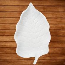 Load image into Gallery viewer, Decornt Serving Platter - Snacks Plate - Made of Acrylic Material – Leaf Shape Platter – Pack of 1 – White Color (Platter Size - Length 14 Inches X Breadth 7 Inches) - Home Decor Lo