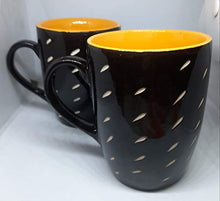 Load image into Gallery viewer, Lotum Handmade Black Matte Pure Ceramic 3D Cut Elegant Coffee/Milk Mugs(Set of 2) /(Classy Design/ Made in India (Glossy Mugs (Set of 2)) - Home Decor Lo