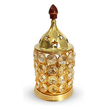 Load image into Gallery viewer, RSD Collection Brass Akhand Jyot Diya with Decorative Crystals Oil Lamp Lantern for Diwali, Puja and Festival Decoration(Size: 19x8x8 cm) - Home Decor Lo