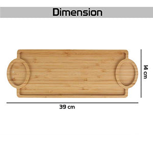 LWVAX Bamboo Tray for Serving (Wooden, 39x14 cm) - Home Decor Lo