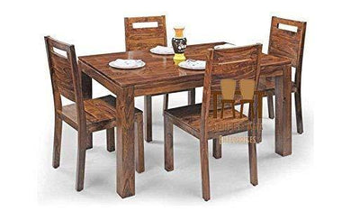 Sheesham Wood Dining Table Set with 4 Chairs for Living Room - Home Decor Lo