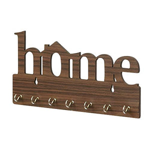 Webelkart Premium "Home" Keys Wooden Key Holder (29 cm x 13.5 cm x 0.4 cm, Brown)- 7 Hooks - Home Decor Lo