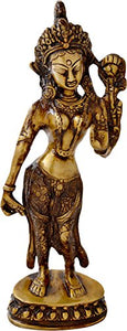Two Moustaches Brass Goddess Tara Standing Statue, Standard, Multicolour, 1 Piece