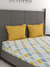 Load image into Gallery viewer, Dusk &amp; Dawn 100% Cotton Double Bedsheet with 2 Pillow Covers- Muriel Yellow - Home Decor Lo
