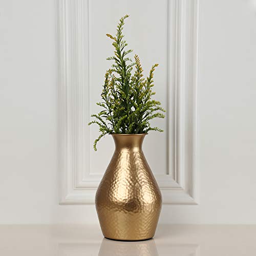 Gliteri Gallery Hammered Metal Flower Vase for Home Décor Central Side Table (Pear Shape Height 9 Inch) - Home Decor Lo
