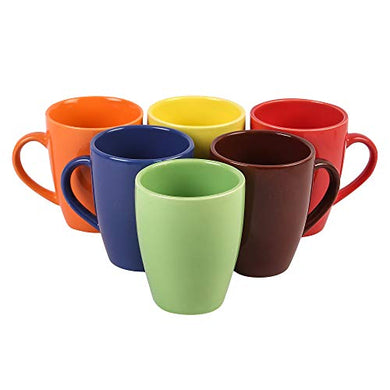 Anwaliya Edesia Series Ceramic Coffee Mugs - 6 Pieces, Glossy Multi Colour, 250 ML - Home Decor Lo