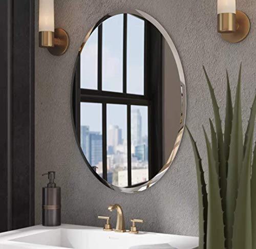 Quality Glass Decorative Frameless Oval Mirror | Mirror for Wall | Mirror for Bathrooms | Mirror for Home | Mirror Decor | Mirror Size : 18 inch x 24 inch.(QG-FL-006) - Home Decor Lo