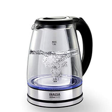 Load image into Gallery viewer, Inalsa Electric Kettle Prism INOX - 1350 W with LED Illumination &amp; Boro-Silicate Body, 1.8 L Capacity Along with Cordless Base, 2 Year Warranty (Black) - Home Decor Lo