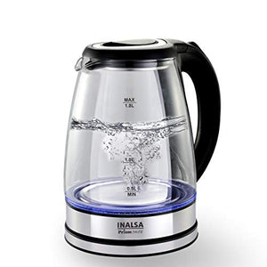 Inalsa Electric Kettle Prism INOX - 1350 W with LED Illumination & Boro-Silicate Body, 1.8 L Capacity Along with Cordless Base, 2 Year Warranty (Black) - Home Decor Lo