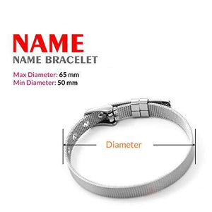 Dreamrax Silver Synthetic Metal Personalized Rhinestone Diamonds Shiny Name Bracelet for Girl's - Home Decor Lo
