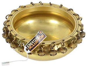Creative Scluptor Brass Urli Traditional Bowl with Bells Showpiece | Diwali | Puja | Home Decor - Home Decor Lo