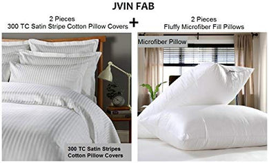 Jvin Fab Ultra Soft Bed Pillow Set, Down Alternative Micro Fiber Fill Pillows 2 pcs with 100% Cotton 2 pcs Pillow Covers (20