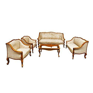 Wood Art Interior Teak Wood Sofa Set with 1-Three Seater Sofa,1 -Two Seater Sofa, one Sofa Chair,and one Centre Table. - Home Decor Lo