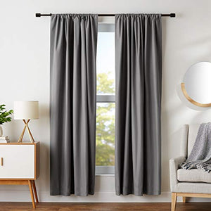 AmazonBasics Room Darkening Blackout Curtain Set of 2 with Tie Backs - 245 GSM - (7 Feet - Door) 52" x 84", Dark Grey - Home Decor Lo