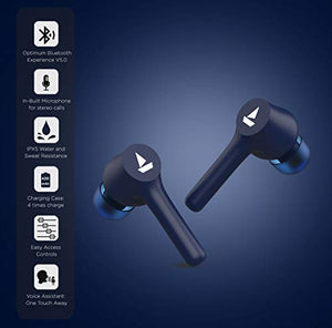 boAt Airdopes 281 True Wireless Ear-Buds with Bluetooth V5.0, Immersive Audio, Up to 17.5H Total Playtime, IPX5 Water & Sweat Resistance, Ergonomic Design and Instant Voice Assistant(Furious Blue) - Home Decor Lo