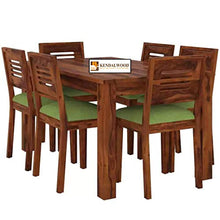 Load image into Gallery viewer, Hariom Handicraft KendalWood Furniture Sheesham Wood Teak Finish 6 Seater Dining Table with Chairs and Green Cushion Set - Home Decor Lo
